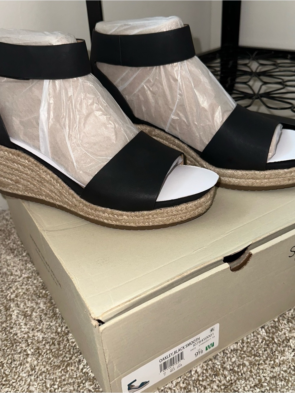 SOUL Naturalizer Black Espadrille Wedge Sandals Sz 9.5